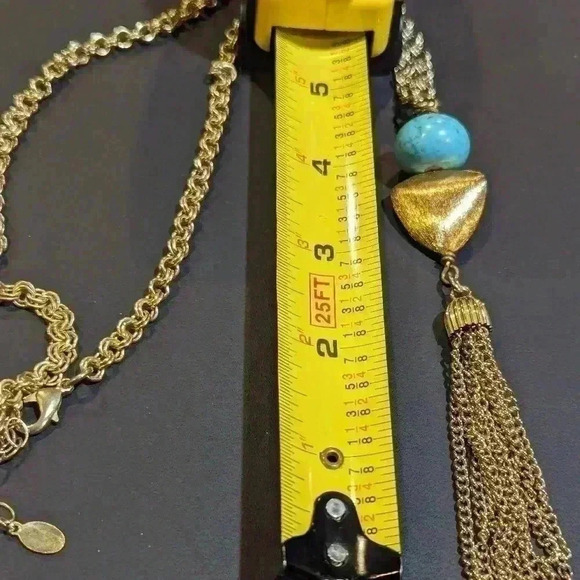 Mollybeads Turquoise Waterfall gold tone chain EUC 32' long - Picture 5 of 5